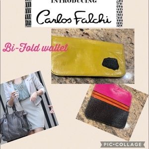 Carlo Falchi Bi-fold leather credit card holder /wallet